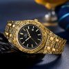 Vintage Engraved Octagon Men’s Quartz Watch, Waterproof Metal Bracelet Wristwatch with Calendar, Luxury Retro Carved Business Watch