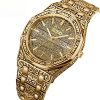 Vintage Engraved Octagon Men’s Quartz Watch, Waterproof Metal Bracelet Wristwatch with Calendar, Luxury Retro Carved Business Watch