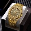 Vintage Engraved Octagon Men’s Quartz Watch, Waterproof Metal Bracelet Wristwatch with Calendar, Luxury Retro Carved Business Watch