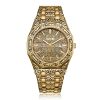 Vintage Engraved Octagon Men’s Quartz Watch, Waterproof Metal Bracelet Wristwatch with Calendar, Luxury Retro Carved Business Watch