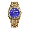 Vintage Engraved Octagon Men’s Quartz Watch, Waterproof Metal Bracelet Wristwatch with Calendar, Luxury Retro Carved Business Watch