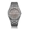 Vintage Engraved Octagon Men’s Quartz Watch, Waterproof Metal Bracelet Wristwatch with Calendar, Luxury Retro Carved Business Watch
