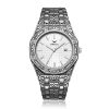 Vintage Engraved Octagon Men’s Quartz Watch, Waterproof Metal Bracelet Wristwatch with Calendar, Luxury Retro Carved Business Watch