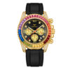 Men's Rainbow Bezel Silicone Strap Watch, Waterproof Luxury Business Quartz Wristwatch, Casual Colorful Dial Gift for Men