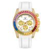 Men's Rainbow Bezel Silicone Strap Watch, Waterproof Luxury Business Quartz Wristwatch, Casual Colorful Dial Gift for Men