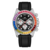 Men's Rainbow Bezel Silicone Strap Watch, Waterproof Luxury Business Quartz Wristwatch, Casual Colorful Dial Gift for Men