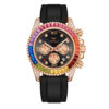 Men's Rainbow Bezel Silicone Strap Watch, Waterproof Luxury Business Quartz Wristwatch, Casual Colorful Dial Gift for Men