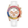Men's Rainbow Bezel Silicone Strap Watch, Waterproof Luxury Business Quartz Wristwatch, Casual Colorful Dial Gift for Men