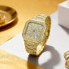 Full Diamond Octagonal Watch, Men's and Women's Steel Strap, Waterproof Calendar, Hip-Hop Rap Style, Quartz Watch