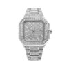 Full Diamond Octagonal Watch, Men's and Women's Steel Strap, Waterproof Calendar, Hip-Hop Rap Style, Quartz Watch