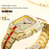 Full Diamond Square Quartz Watch, Color Roman Digital Gold Luxury Fashion Men's Quartz Watch