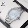 Rokyn Men's Quartz Watch, Honeycomb Dial Stainless Steel Bracelet, Waterproof Calendar Classic Business Wristwatch for Men