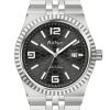 Rokyn Men's Quartz Watch, Honeycomb Dial Stainless Steel Bracelet, Waterproof Calendar Classic Business Wristwatch for Men