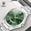 Rokyn Sunburst Dial Men Watch Stainless Steel Band Waterproof Date Business Quartz Wristwatch