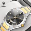 Rokyn Sunburst Dial Men Watch Stainless Steel Band Waterproof Date Business Quartz Wristwatch
