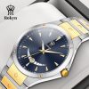Rokyn Sunburst Dial Men Watch Stainless Steel Band Waterproof Date Business Quartz Wristwatch