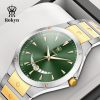 Rokyn Sunburst Dial Men Watch Stainless Steel Band Waterproof Date Business Quartz Wristwatch
