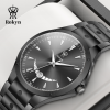 Rokyn Sunburst Dial Men Watch Stainless Steel Band Waterproof Date Business Quartz Wristwatch