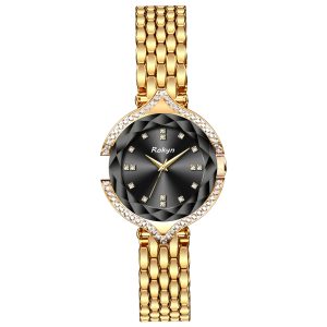 Rokyn Women's Watch Light Luxury Fashion Women's Watch Diamond Inlaid Waterproof Quartz Watch Women's Diamond Mirror