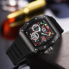 Men's Tonneau Chronograph Skeleton Quartz Watch, Silicone Strap Waterproof Sports Wristwatch