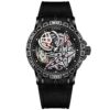 Large Case Skeleton Men Watch Textured Silicone Band Waterproof Sports Quartz Wristwatch
