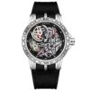 Large Case Skeleton Men Watch Textured Silicone Band Waterproof Sports Quartz Wristwatch