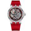 Large Case Skeleton Men Watch Textured Silicone Band Waterproof Sports Quartz Wristwatch
