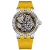 Large Case Skeleton Men Watch Textured Silicone Band Waterproof Sports Quartz Wristwatch