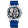 Large Case Skeleton Men Watch Textured Silicone Band Waterproof Sports Quartz Wristwatch