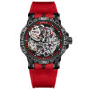 Large Case Skeleton Men Watch Textured Silicone Band Waterproof Sports Quartz Wristwatch
