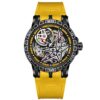 Large Case Skeleton Men Watch Textured Silicone Band Waterproof Sports Quartz Wristwatch