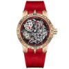 Large Case Skeleton Men Watch Textured Silicone Band Waterproof Sports Quartz Wristwatch