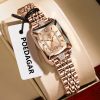 Square Rhinestone Ladies Watch Stainless Steel Band Waterproof Elegant Quartz Wristwatch