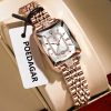 Square Rhinestone Ladies Watch Stainless Steel Band Waterproof Elegant Quartz Wristwatch