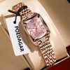 Square Rhinestone Ladies Watch Stainless Steel Band Waterproof Elegant Quartz Wristwatch