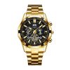 Men Multifunction Chronograph Quartz Watch, Stainless Steel Band, Big Dial Date Waterproof Sports Wrist Watch