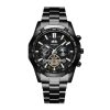 Men Multifunction Chronograph Quartz Watch, Stainless Steel Band, Big Dial Date Waterproof Sports Wrist Watch