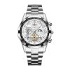Men Multifunction Chronograph Quartz Watch, Stainless Steel Band, Big Dial Date Waterproof Sports Wrist Watch