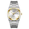 Men's Business Quartz Watch with Steel Strap and Dual Calendar Display - Simple, Versatile, and Waterproof