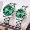 Couple Watch Set Men & Women, Diver Style Stainless Steel Bracelet Quartz Watches, Waterproof Date Matching Gift for Couples
