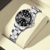 Couple Watch Set Men & Women, Diver Style Stainless Steel Bracelet Quartz Watches, Waterproof Date Matching Gift for Couples
