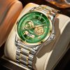 Men Business Quartz Watch, Two-Tone Steel Band, World Map Dial Waterproof Casual Wrist Watch