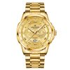 Men Business Quartz Watch, Two-Tone Steel Band, World Map Dial Waterproof Casual Wrist Watch