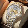 Men Business Quartz Watch, Two-Tone Steel Band, World Map Dial Waterproof Casual Wrist Watch