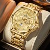 Men Business Quartz Watch, Two-Tone Steel Band, World Map Dial Waterproof Casual Wrist Watch