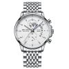 Fashionable Luxury Business Men's Quartz Watch, Three Eye Chronograph Dial, Leather & Steel Strap Personalized Wristwatch