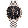 Fashionable Luxury Business Men's Quartz Watch, Three Eye Chronograph Dial, Leather & Steel Strap Personalized Wristwatch