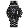 Fashionable Luxury Business Men's Quartz Watch, Three Eye Chronograph Dial, Leather & Steel Strap Personalized Wristwatch
