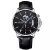 Fashionable Luxury Business Men's Quartz Watch, Three Eye Chronograph Dial, Leather & Steel Strap Personalized Wristwatch