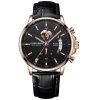 Fashionable Luxury Business Men's Quartz Watch, Three Eye Chronograph Dial, Leather & Steel Strap Personalized Wristwatch